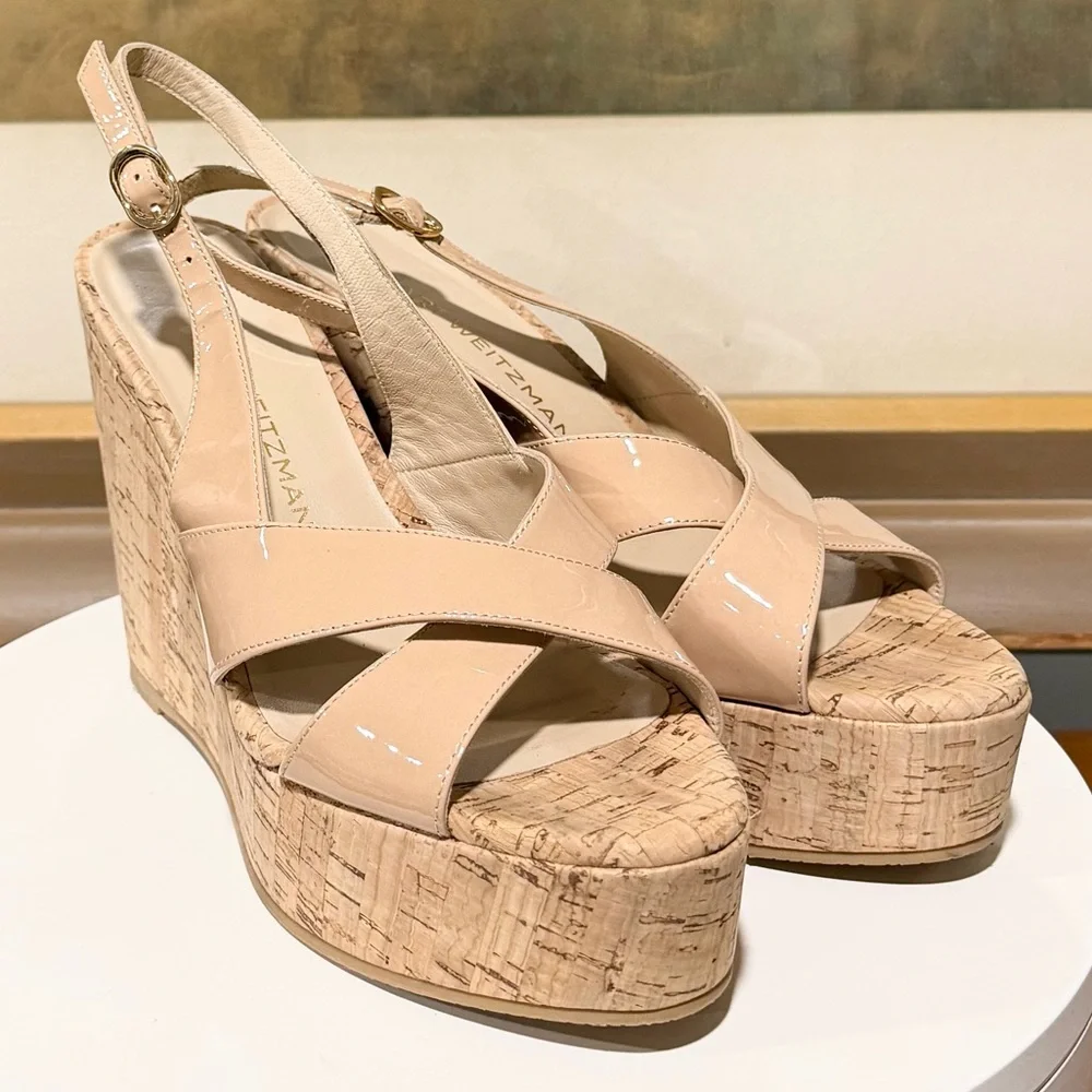🌹STUART WEITZMAN🌹 Dayna Slingback Wedge Adobe Beige Size: 7.5B - Picture 8 of 12